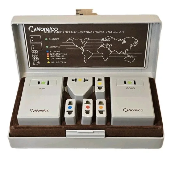Genuine Norelco Deluxe International Travel Kit Converters & Adaptor Plugs - Picture 3 of 4